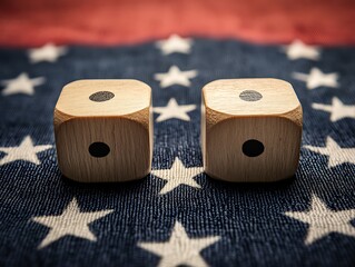 Dice pair on stars and stripes background concept