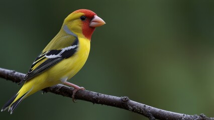 Vibrant Yellow Bird Perched on Branch