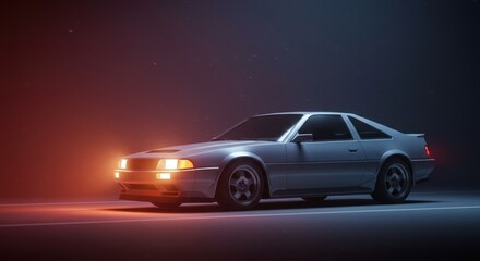 Elegant Vintage Sports Car in Atmospheric Lighting, Perfect for Classic Auto Enthusiasts and Retro Design Inspiration.