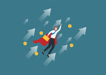 Salary rate increase with growth up arrow, increase market return or boost growth, Investment growth, saving or earning profit concept,