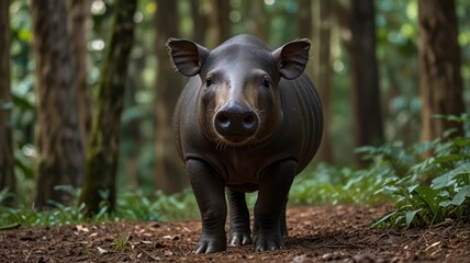 Fototapeta premium Forest pig in its natural habitat