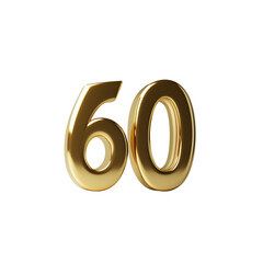 Golden number 60, shiny and elegant, perfect for celebrations