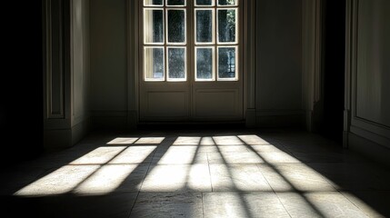 Dramatic Light Streaming Through Window Creating Shadows on Floor