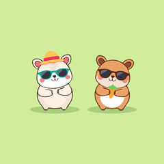 Minimalist Cartoon Animals with Summer Accessories