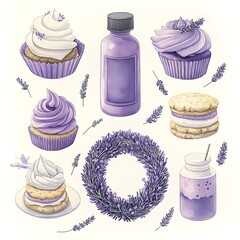 Lavender Treats & Wreath: Sweet Watercolor Design.