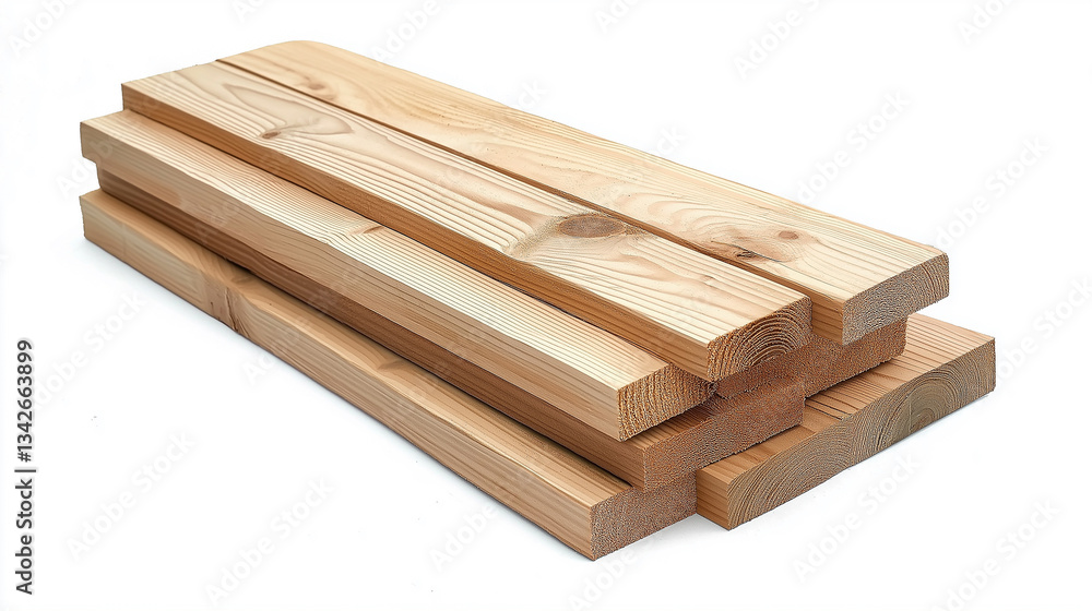 Poster Stack of untreated pine studs creating modern architectural design