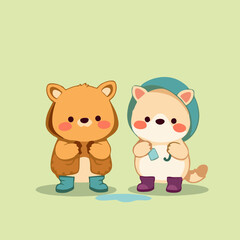 Minimalist Cartoon Animals with Summer Accessories