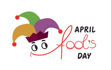 April Fulls Day spring card banner invitation poster with jocker hat