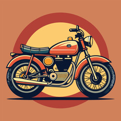 Fototapeta premium Vintage Retro Motorcycle Illustration with Nostalgic Charm