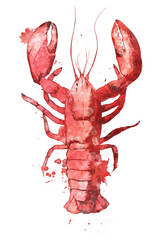 Watercolor lobster png collage element, transparent background. Remixed