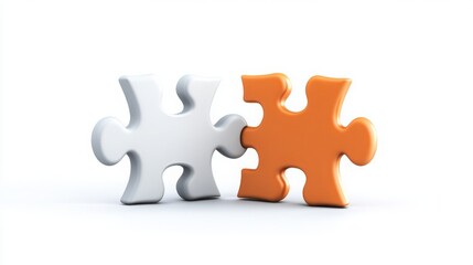 Fototapeta premium 3D Render of Puzzle Pieces Locking into Place as Symbol of Unity