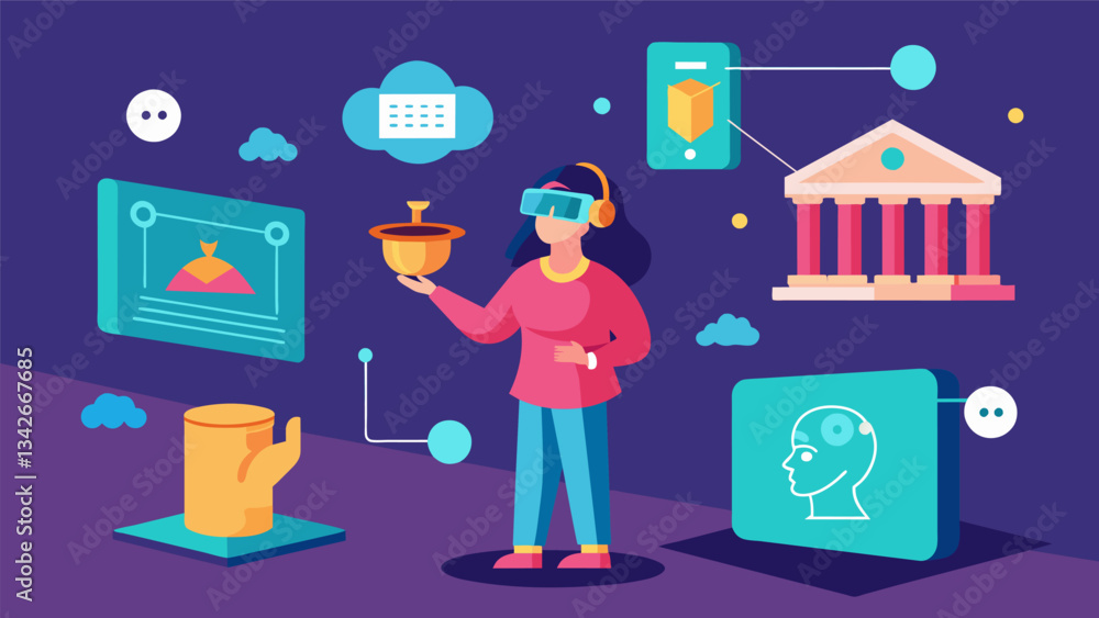 Poster an augmented reality experience where users can explore a museums artifact collection with data visu