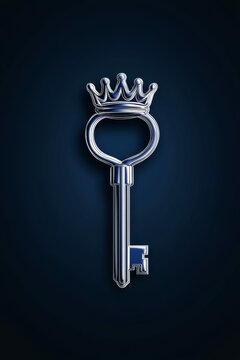 A sleek metal key with a crown design, symbolizing power and potential.