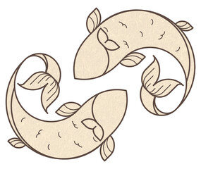 Pisces png Alphonse Mucha's zodiac sign, sticker famous Art Nouveau artwork, transparent background, remixed by