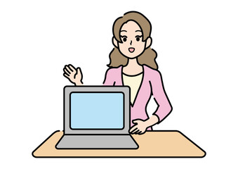 ノートパソコンで仕事をする女性