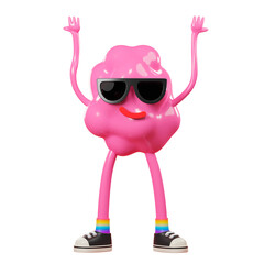 PNG 3D rendering pink character sticker, collage element on transparent background