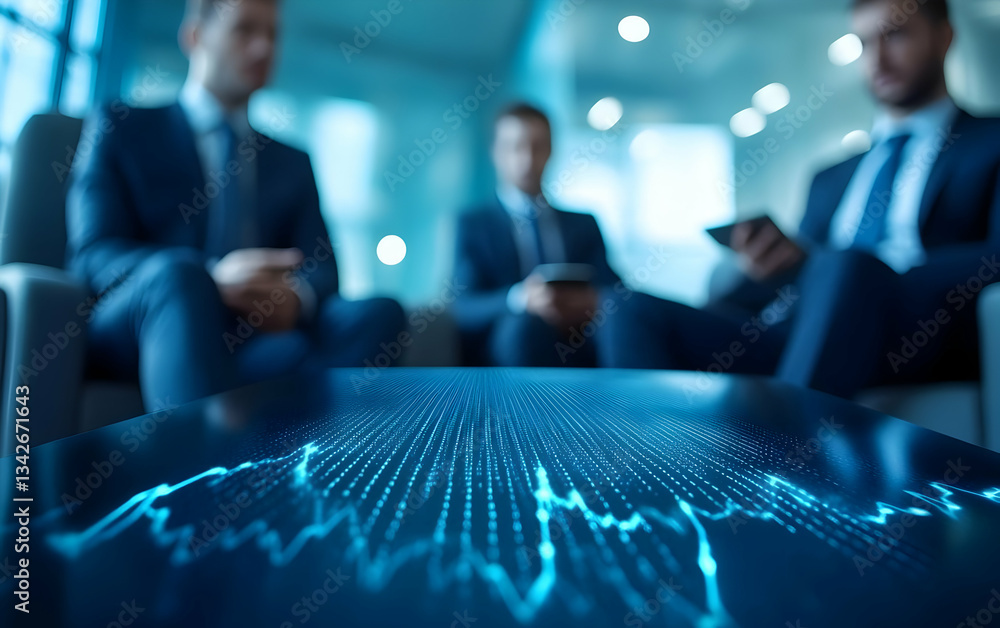 Aufkleber professional men analyzing data and trends in a modern business environment with digital technology.
