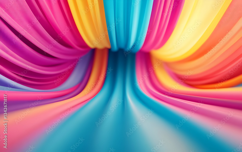 Poster vibrant fabric waves in bright colors create a dynamic and energetic backdrop for design and creativ