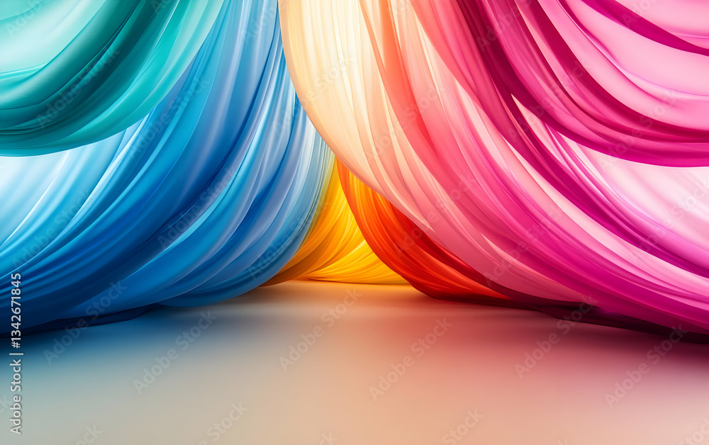 Poster vibrant flowing colors intertwine, creating a dynamic and abstract background suitable for various c
