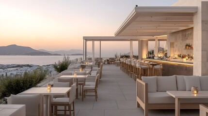 Scenic Rooftop Bar Lounge Sunset View Oceanfront Terrace Restaurant