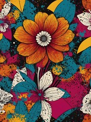 Pop Art Blossom &ndash; Bold Floral Explosion in Retro Style