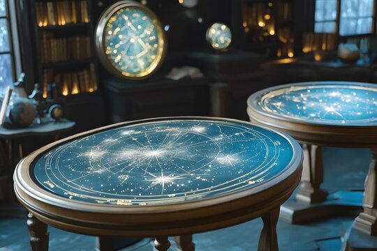 Illuminated Star Map Tables Creating Atmospheric Lighting in a Room