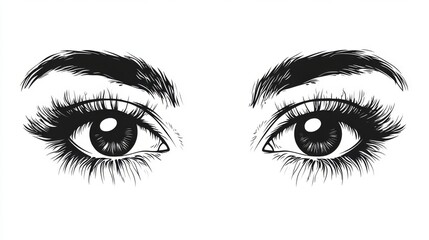 Eyebrow and eyelash beauty art featuring elegant eye design for decoration and makeup inspiration
