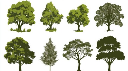 Collection of various tree silhouettes for nature and design inspiration