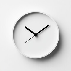 Minimalist White Wall Clock with Black Hands on a Clean Background for Stylish Home Decor and Modern Interior Aesthetics