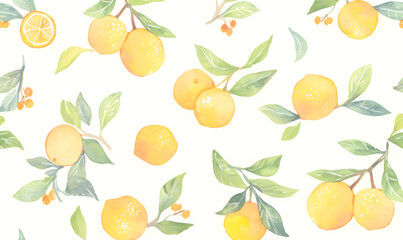 Lots of orange watercolor illustrations, Generative AI