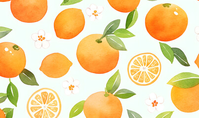 Lots of orange watercolor illustrations, Generative AI