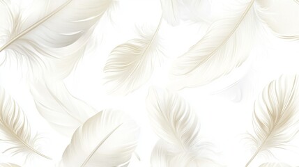 Fototapeta premium Elegant feather pattern on white background for decorative design