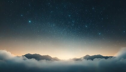Fototapeta premium Sunrise Mountains for Starry Night Sky.