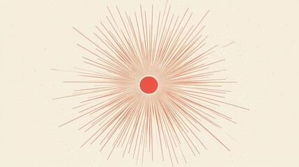 Obraz premium Abstract radiant sunburst design with red center on cream background