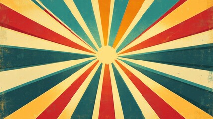 Retro sunburst design with vibrant colors for creative backgrounds and graphic projects