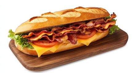 Rustic Flavor Hearty Sandwich on a Wooden Board