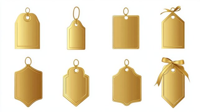 Elegant gold tags collection for gift wrapping and special event decor