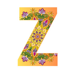 Mandala pattern letters, Mandala style, beautiful colors for adults and children or make a logo, illustration.