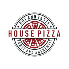 authentic italian food design pizza logo illustration pizzeria concept simple retro vintage template