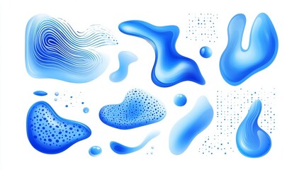 Abstract blue fluid shapes and patterns for modern design projects