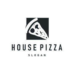 authentic italian food design pizza logo illustration pizzeria concept simple retro vintage template