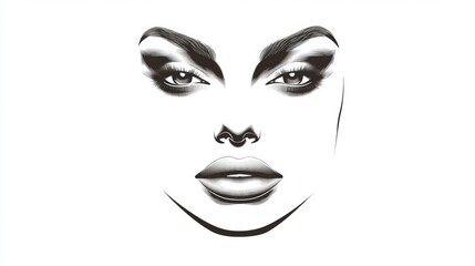 Minimalist artistic portrait of a woman's face with dramatic makeup for modern beauty concepts