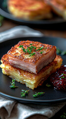 Swedish raggmunk with crispy edges and savory pork