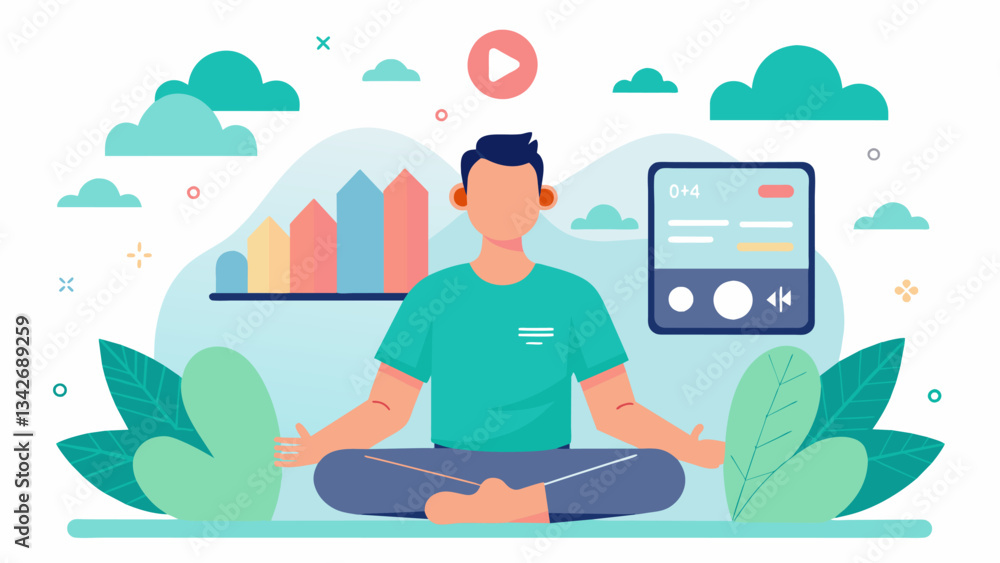 Poster a breathing exercises app that uses visuals and audio cues to guide users through different breathin