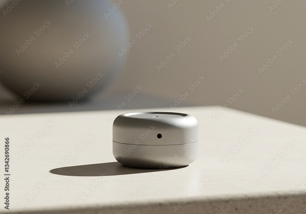 Poster small silver container on a surface with subtle lighting effects