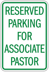 Naklejka premium Church parking sign reserved parking for associate pastor