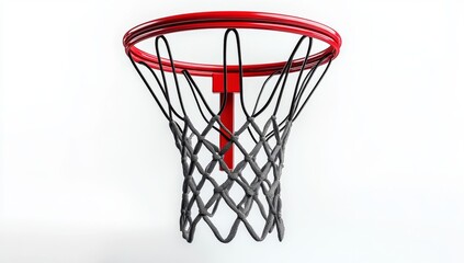 Detailed Close-Up of a Modern Basketball Hoop with Red Rim and Black Netting Highlighting Its Structure and Design Elements
