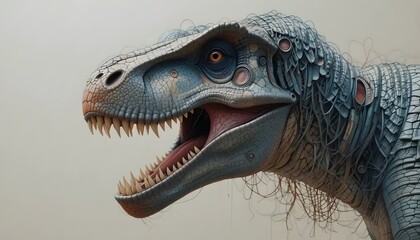 Detailed Dinosaur Head Showing Teeth and Interesting Scaly Skin Texture
