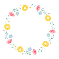colorful flower wreath frame for Mother’s Day, Valentine's Day, International Women's Day, etc.