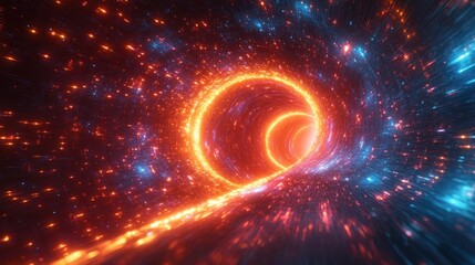 Obraz premium Cosmic tunnel of light, vibrant orange and blue